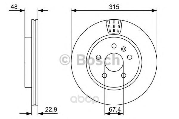 фото Тормозной диск bosch задний для opel insignia 2008-/saab 9-5 2010- d=315мм. 0986479514