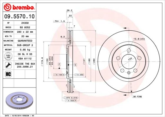 фото Тормозной диск brembo 09.5570.10