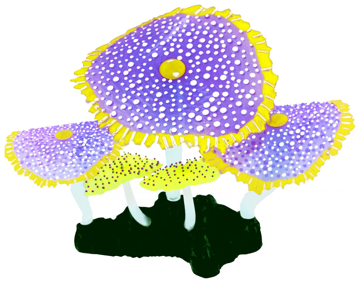 фото Морской гриб светящийся для аквариума jelly-fish, фиолетовый, 14х6,5х12см
