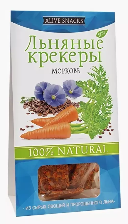 

Крекеры Живые снеки льняные морковь 60 г