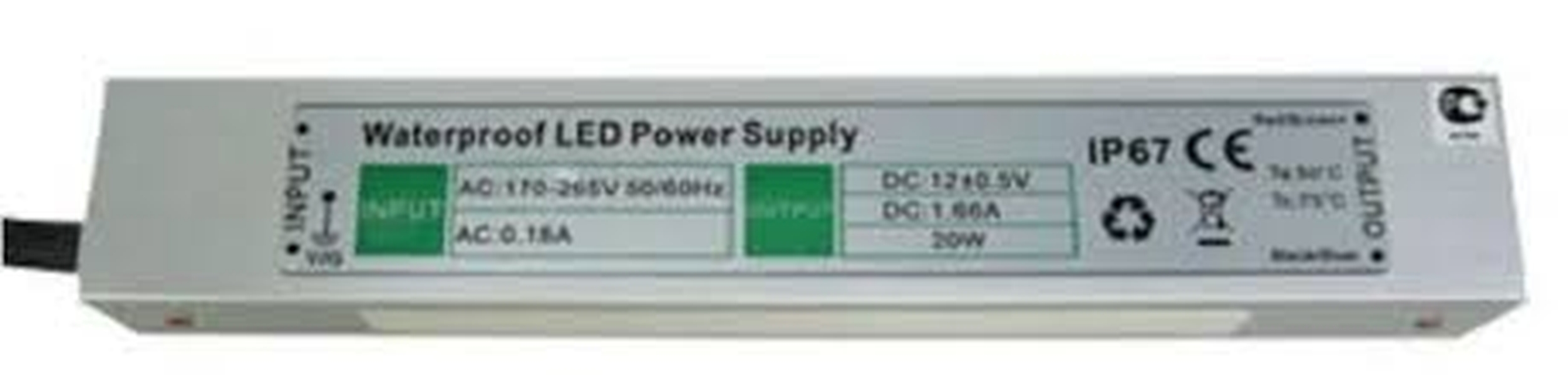 Блок питания для светодиодной ленты Ecola LED strip Power Supply 20W 220V-12V IP67