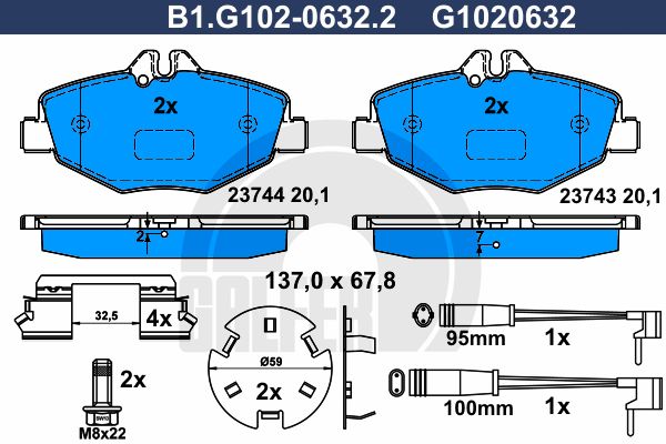 фото Комплект тормозных дисковых колодок galfer b1.g102-0632.2