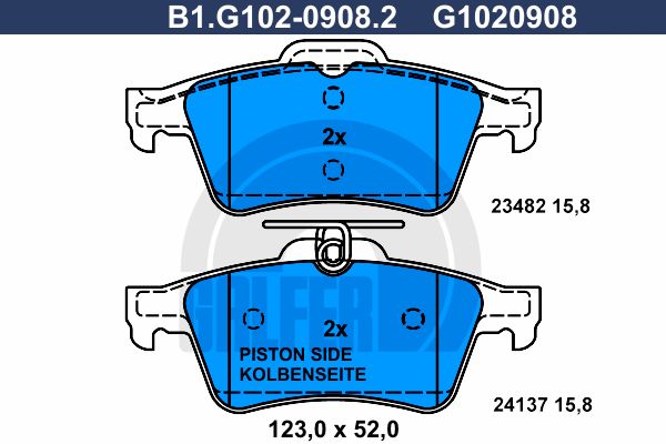 

Комплект тормозных дисковых колодок GALFER B1.G102-0908.2