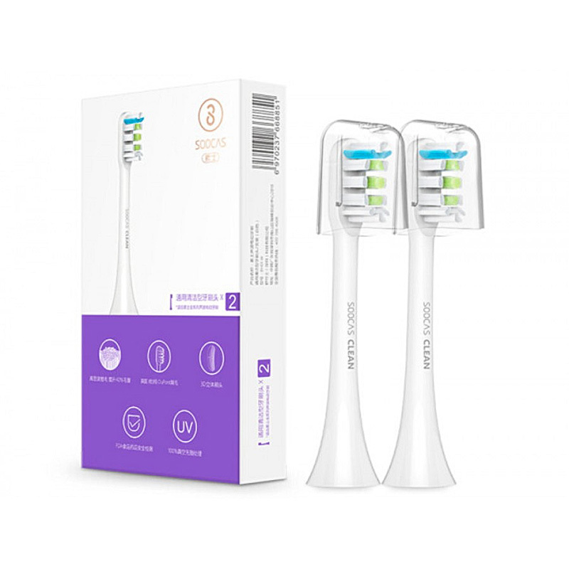 фото Насадка для зубной щетки soocas electric sonic toothbrush x1 / x3 white 2 шт