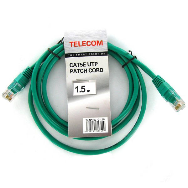 Кабель Telecom RJ45-RJ45, M-M 1,5м Green (NA102-G-1.5M)