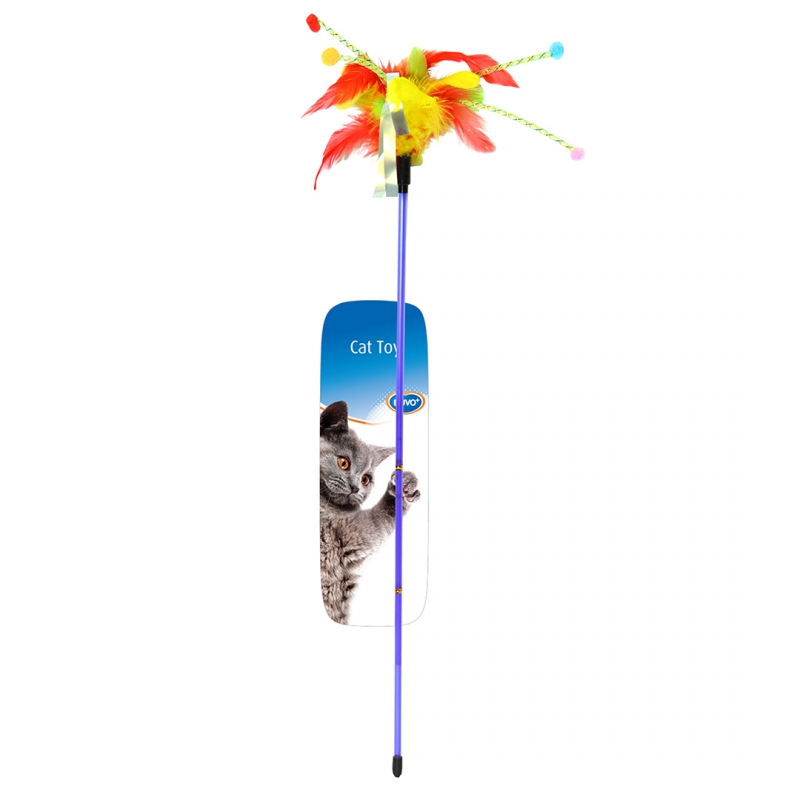 Дразнилка для кошек Duvo+ Дразнилка с перьями перья, разноцветный, 51 см
