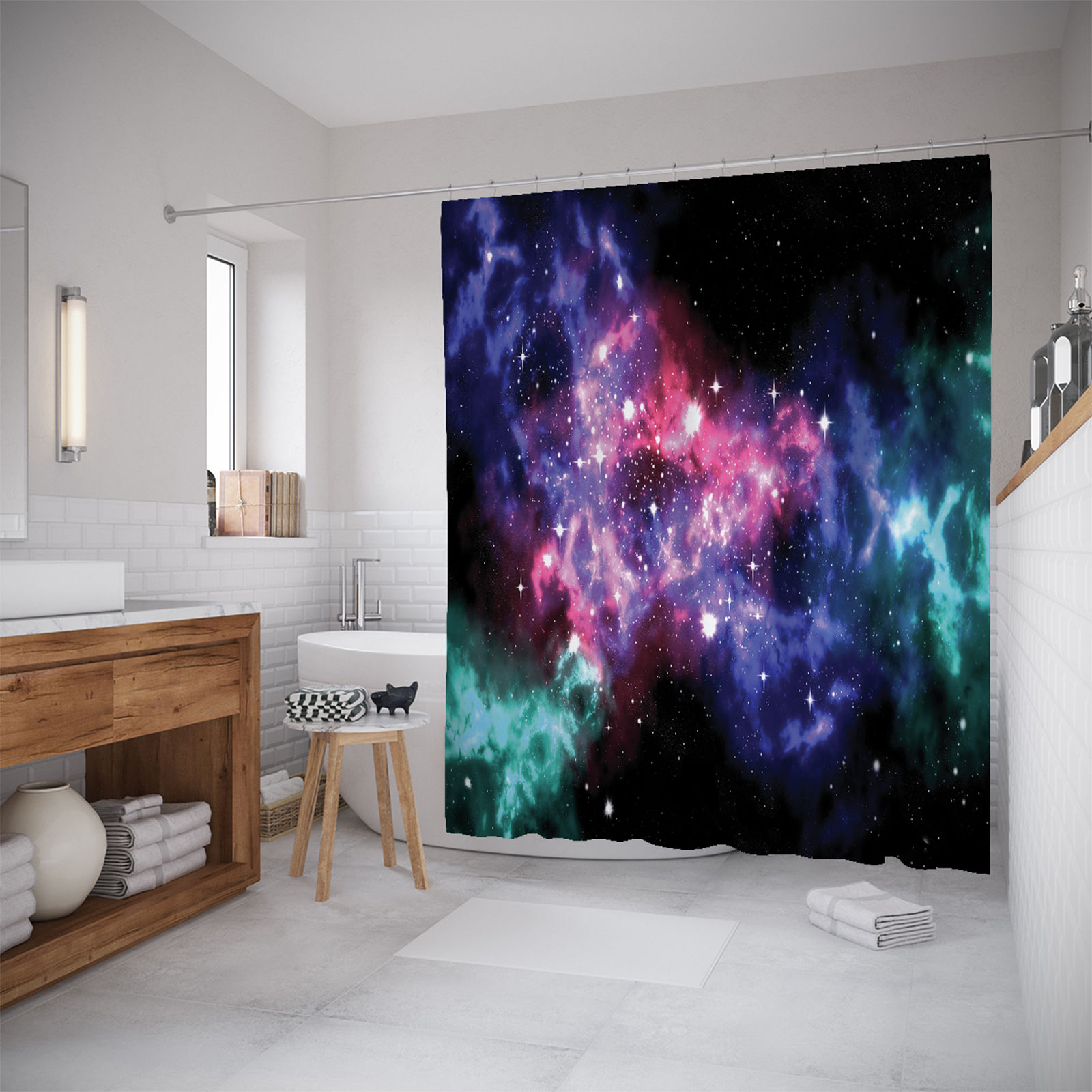 

Штора для ванной JoyArty «Космические дали» 180x200, Синий