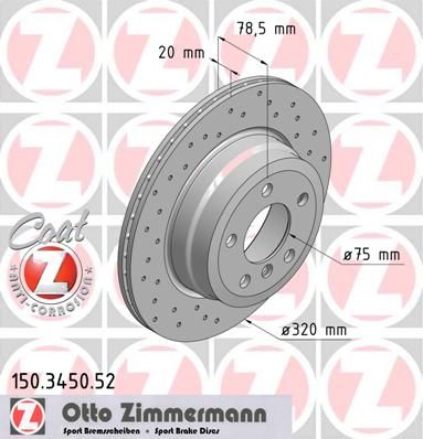 фото Тормозной диск zimmermann 150.3450.52