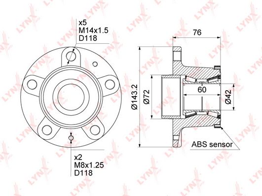 

Комплект подшипника ступицы колеса LYNXauto WH-1243