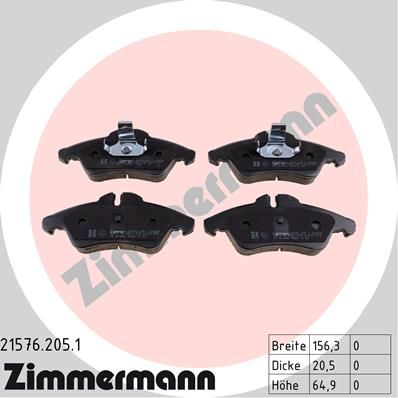 фото Комплект тормозных колодок, дисковый тормоз zimmermann 21576.205.1