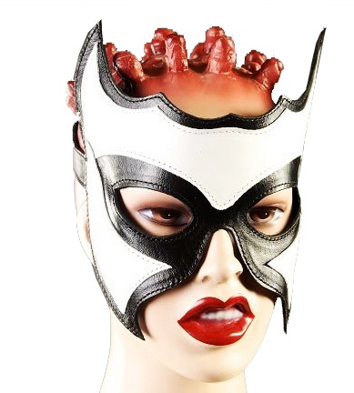 Маска-очки Podium кожаная с белой вставкой