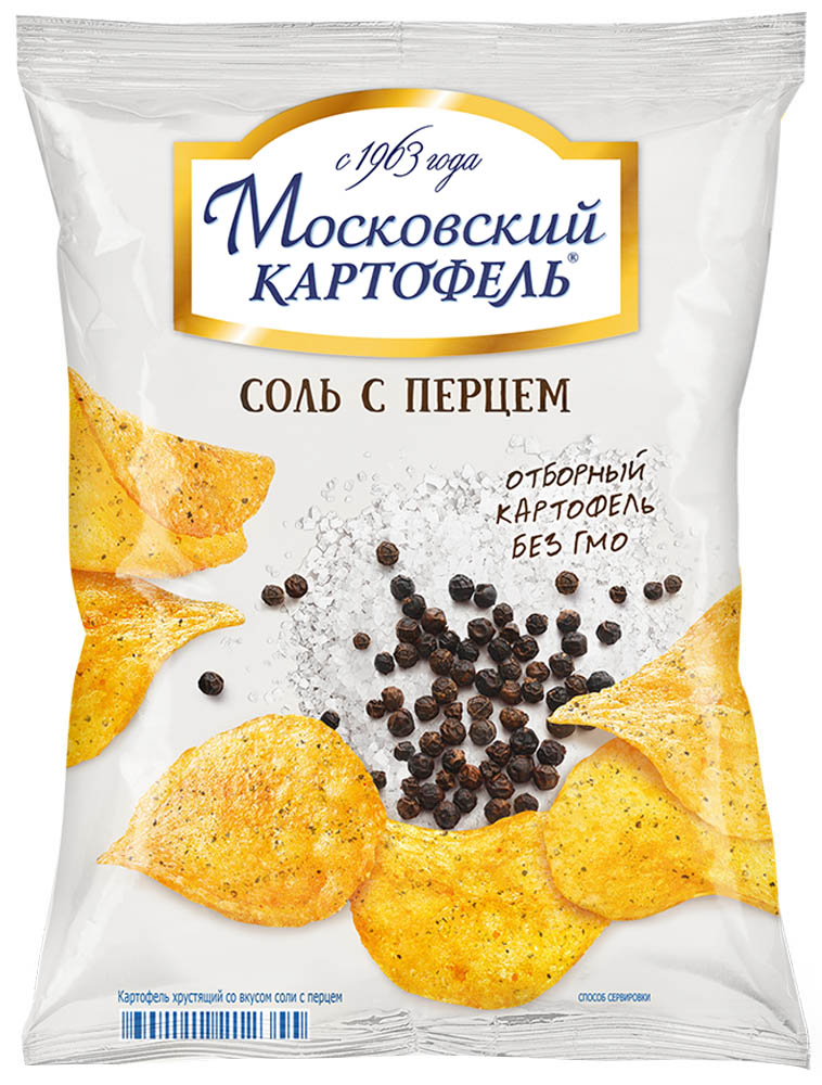 

Чипсы картофельные Московский картофель соль с перцем 60 г