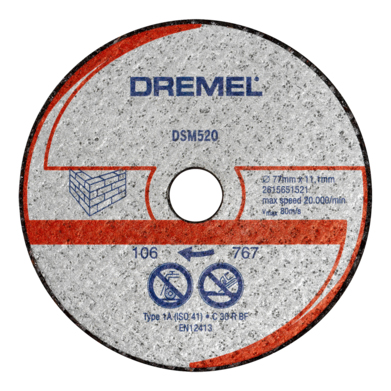 фото Отрезной диск по камню для угловых шлифмашин dremel 2615s520ja