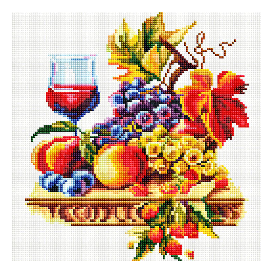 фото Аппликация из страз, пайеток белоснежка натюрморт с виноградом