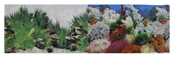 Фон для аквариума Prime Морской пейзаж/Подводный рельеф, винил, 100x50 см