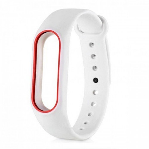 фото Силиконовый браслет xiaomi mi band 4 с окантовкой white с красным