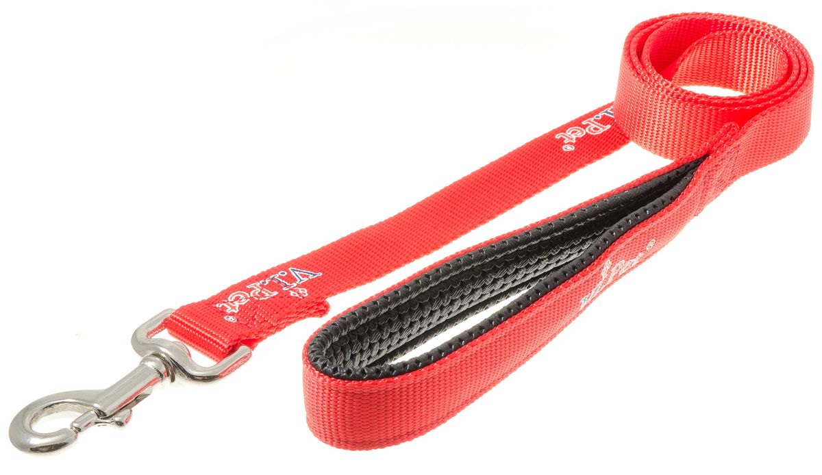 фото Поводок для собак zooone с карабином, неопреновая ручка, красный, 25 мм x 1,2 м