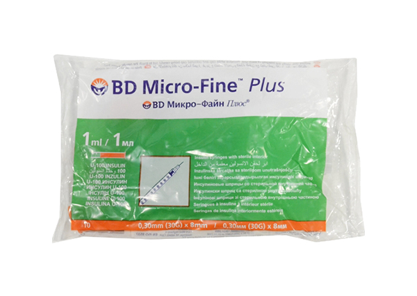 Шприц инсулиновый BD Micro-Fine Plus 1 мл 0,3 х 8 мм 10 шт.