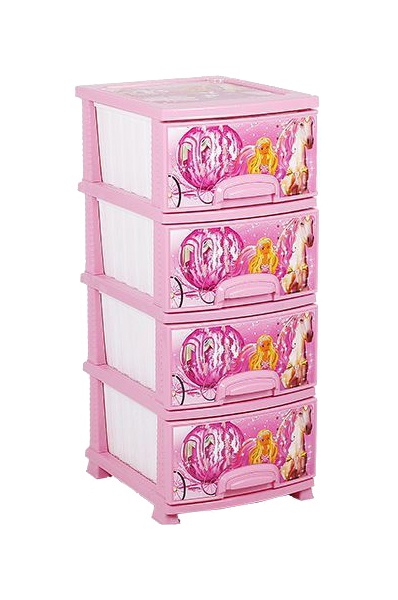 фото Комод декор "принцесса" четырехсекционный (розовый/белый) росспласт
