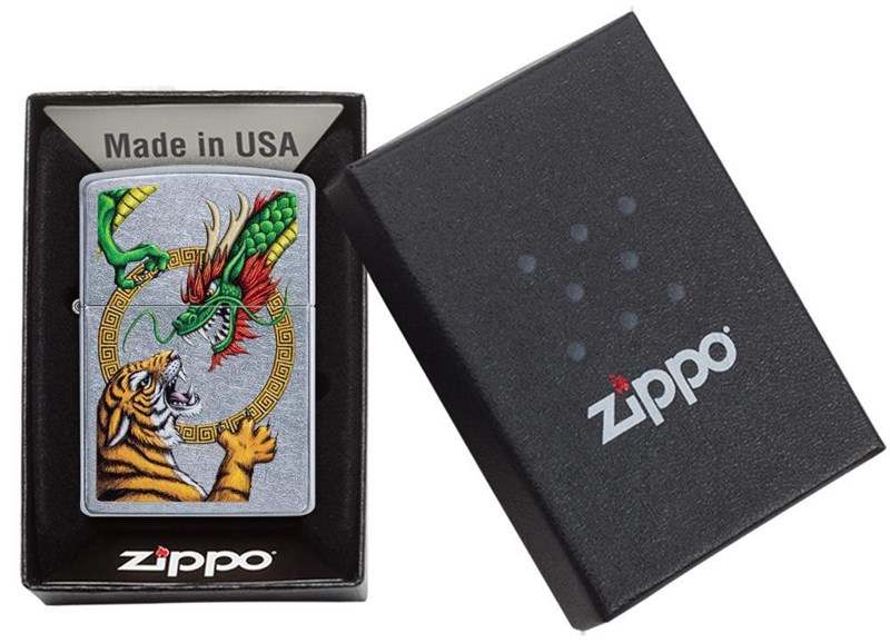 

Бензиновая зажигалка Zippo Dragon Design Street Chrome, Dragon Design