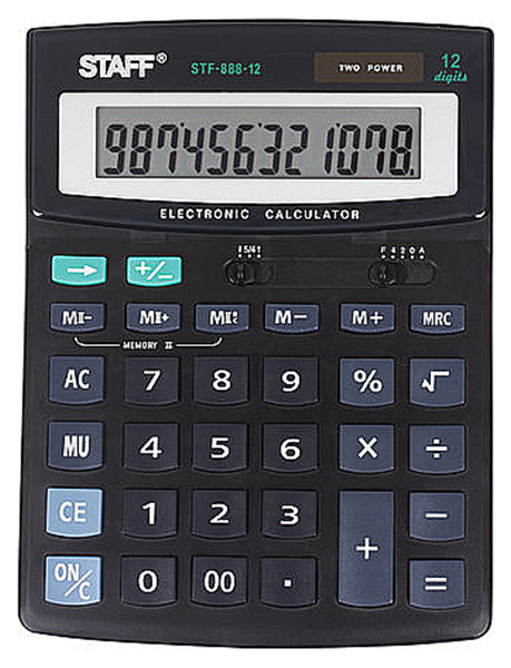 Калькулятор Staff STF-888-12, 12 разрядов, двойное питание, 200х150 мм