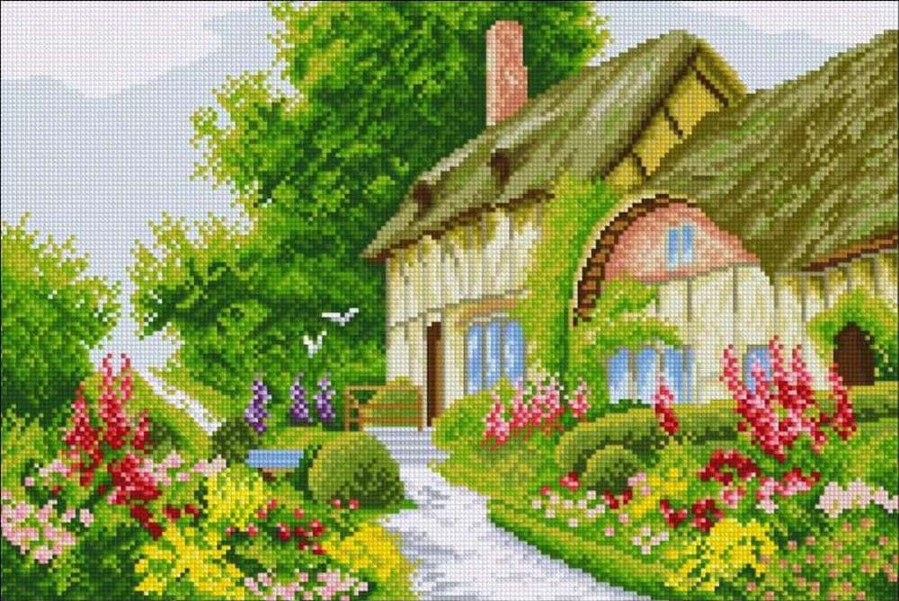 

Алмазная вышивка Яркие Грани Милый дворик, 50x34 см, Милый дворик