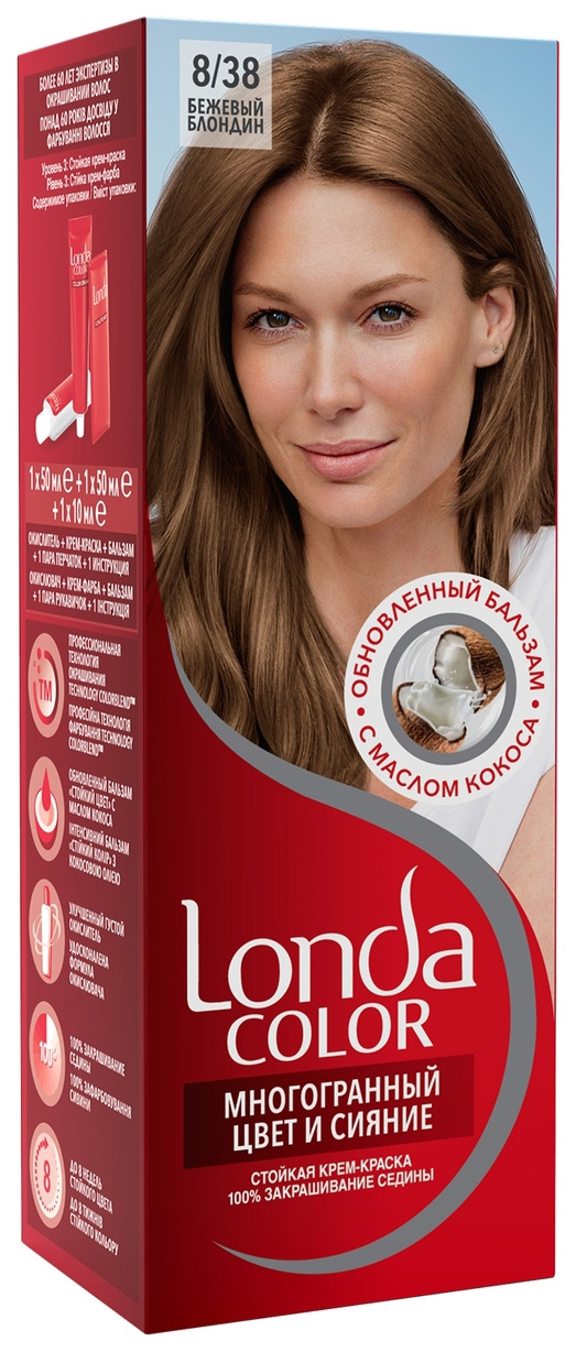 

Краска для волос Londa Color 8/38 Бежевый блондин 110 мл