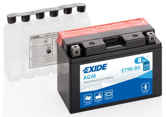 Аккумулятор автомобильный EXIDE ET9B-BS 8 Ач