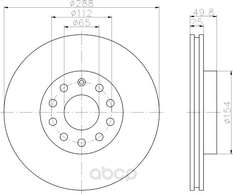 Тормозной диск HELLA PAGID передний для Audi A3 04/Volkswagen Caddy 04 Golf V 8DD355109581