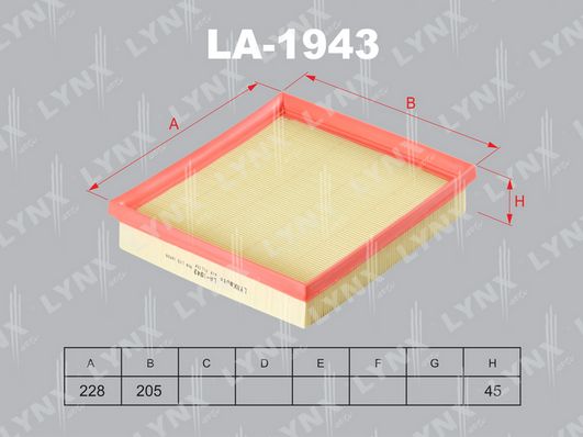 фото Фильтр воздушный lynxauto la-1943