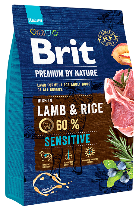 фото Сухой корм для собак brit premium by nature sensitive, ягненок и рис, 3кг