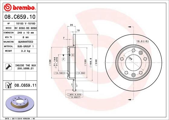 фото Тормозной диск brembo 08.c659.11