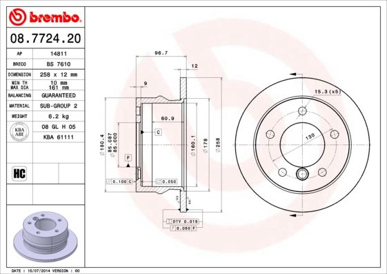 фото Тормозной диск brembo 08.7724.20