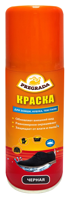 фото Аэрозоль-краска для обуви pregrada черный для замши-нубука-текстиля 150 мл