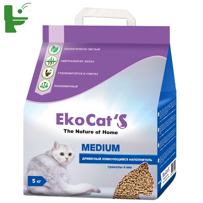 фото Комкующийся наполнитель eko cat's medium древесный, 5 кг