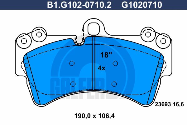 

Комплект тормозных дисковых колодок GALFER B1.G102-0710.2