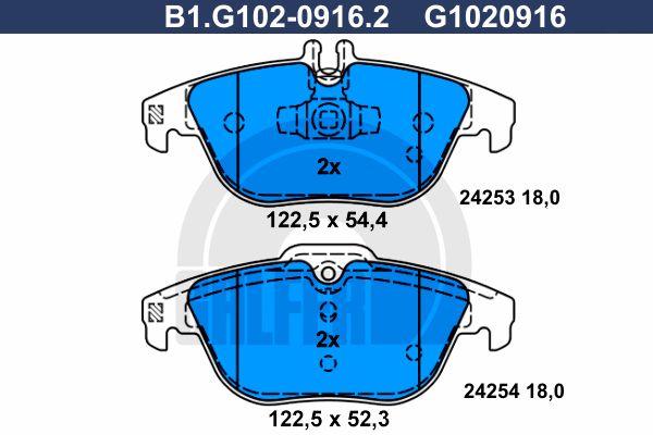 

Тормозные колодки GALFER дисковые B1G10209162