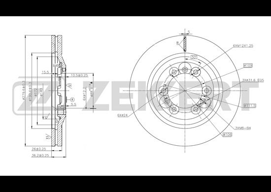 фото Тормозной диск zekkert bs-5671