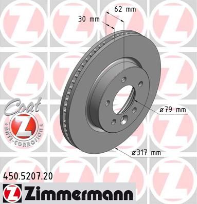 фото Тормозной диск zimmermann 450.5207.20