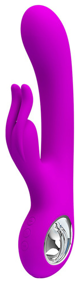 фото Лиловый вибромассажер с клиторальным отростком hot rabbit 19 см baile