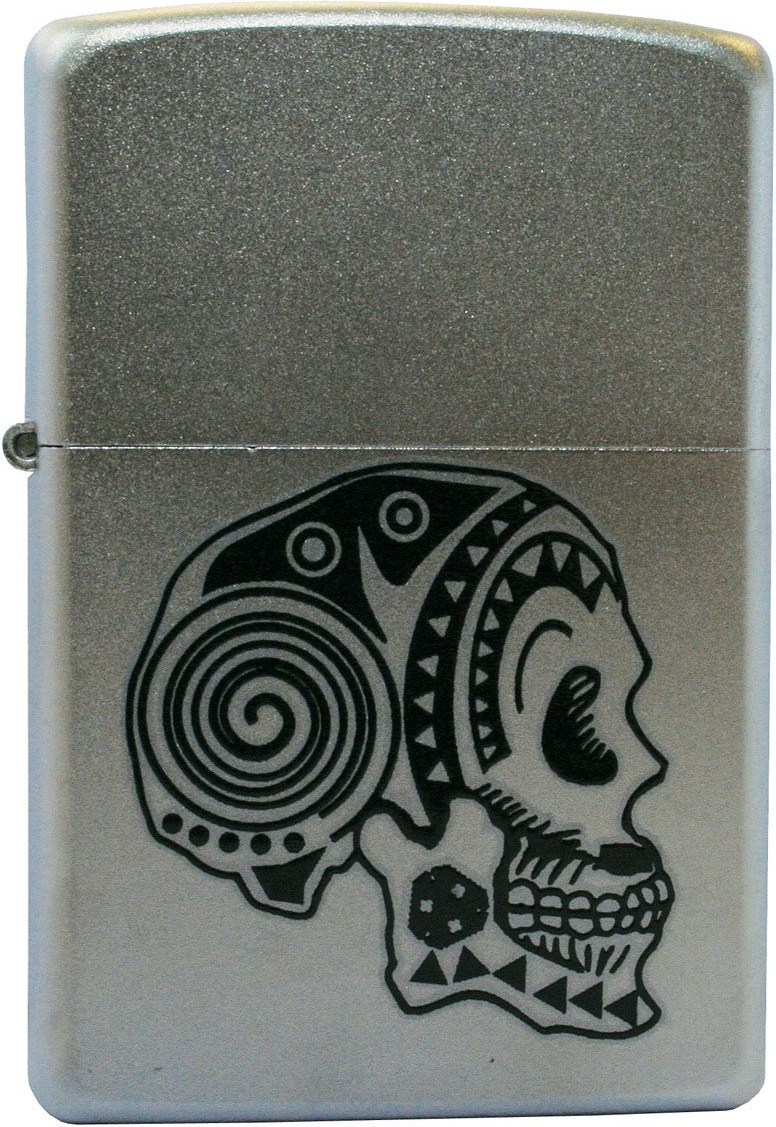 

Бензиновая зажигалка Zippo №205 Tattoo Skull Satin Chrome, Серебристый, №205 Tattoo Skull