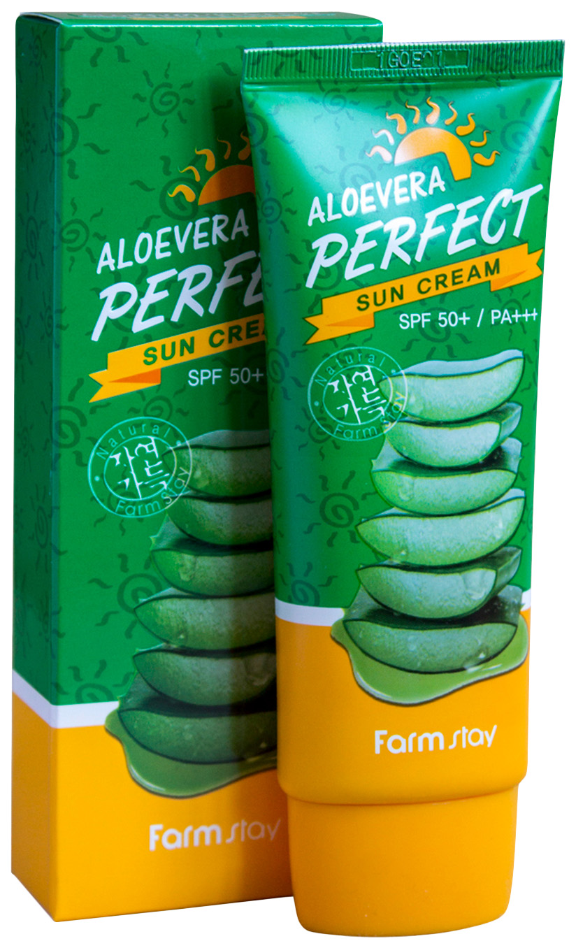 Крем FarmStay Sun cream Aloevera Perfect SPF 50+/PA+++ 70 мл многофункциональное ампульное средство с черным жемчугом farmstay