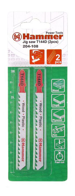 

Пилка для лобзика Hammer Flex 204-108 JG WD (30566), JG WD-PL T144D (2pcs)