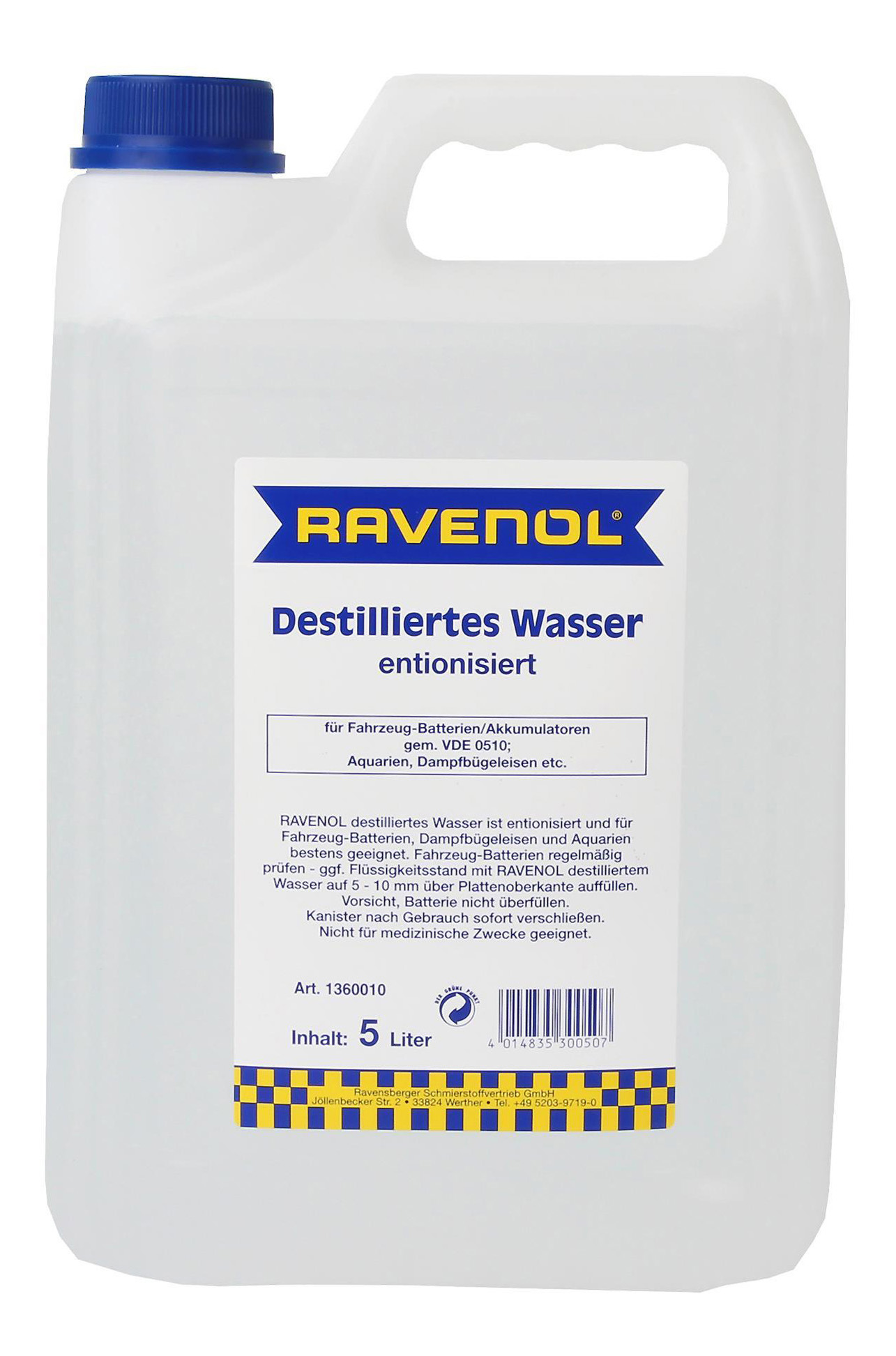 Дистиллированная вода RAVENOL 5л 1360010-005-01-001