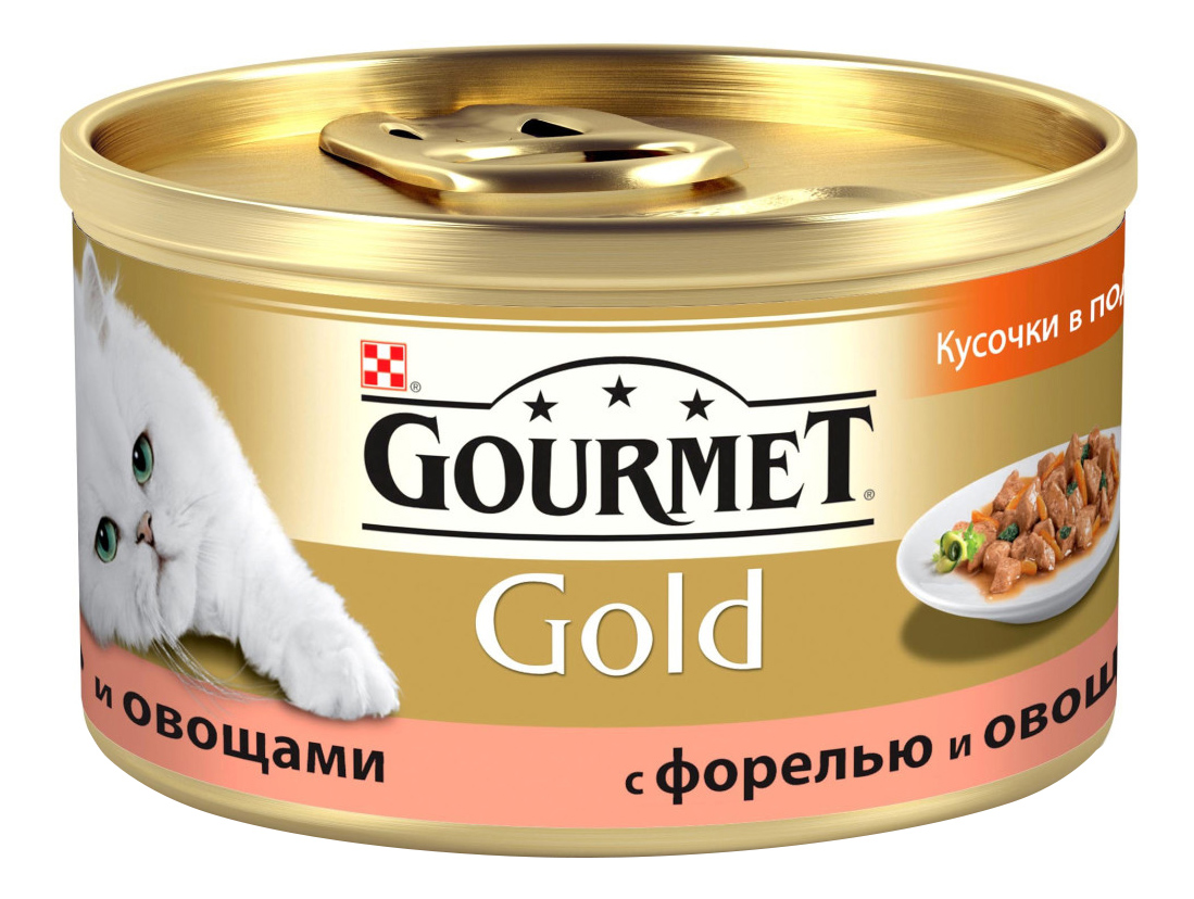 фото Консервы для кошек gourmet gold, форель, овощи, 24шт, 85г