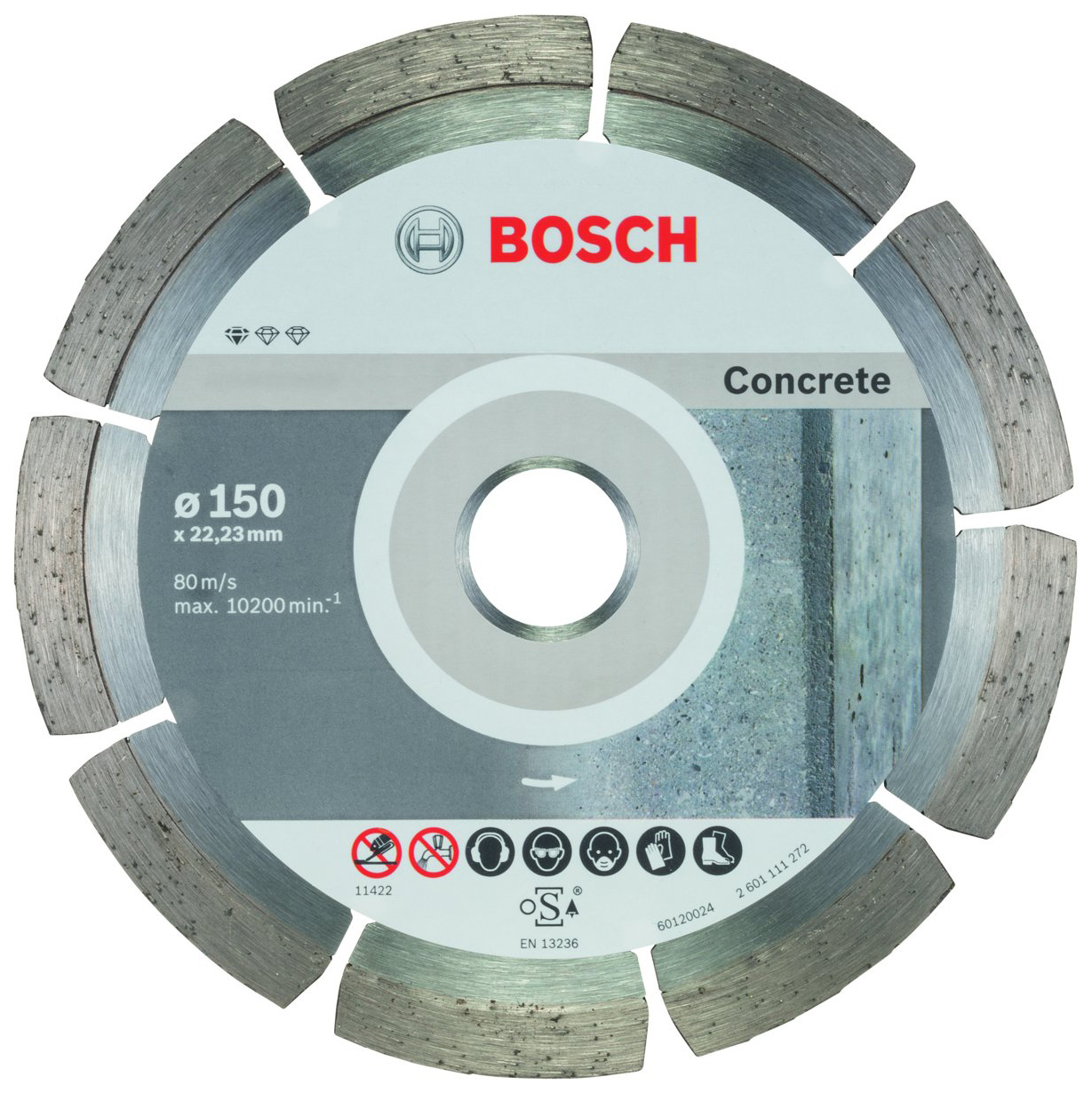 Диск отрезной алмазный Bosch Stnd Concrete 10 шт 150мм 2608603241 диск алмазный solga diamant basic сегментный железобетон 150мм 22 23