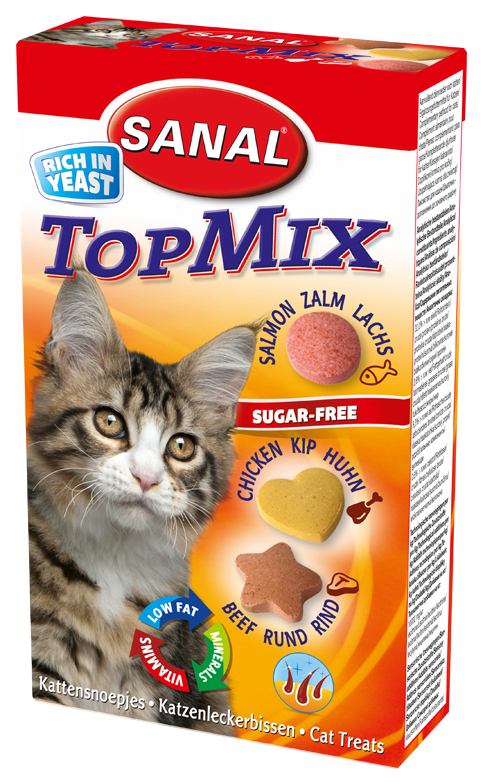 

Витаминный комплекс для кошек Sanal TopMix,говядина+курица+лосось 85 таб, TopMix
