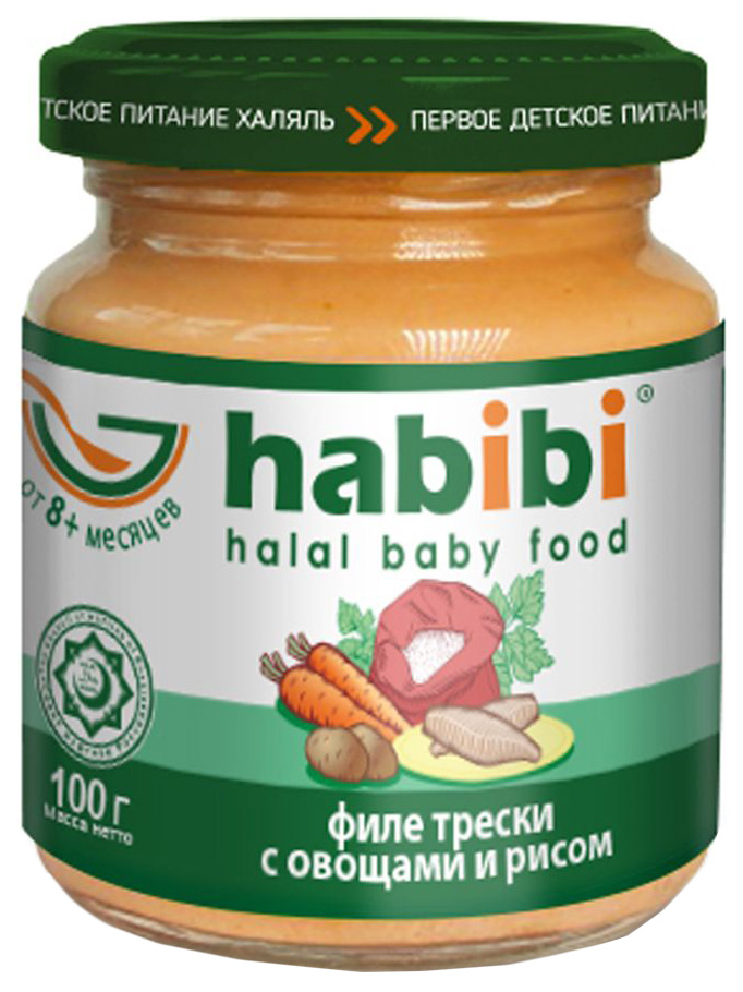 фото Пюре habibi филе трески с овощами и рисом с 8 мес. 100 г, 1 шт.