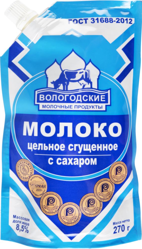 Молоко сгущенное Вологодские молочные продукты 8.5% с сахаром 270 г