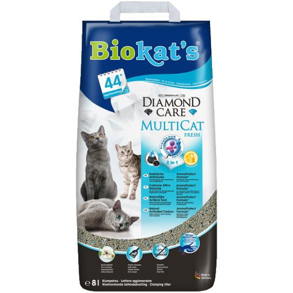 

Комкующийся наполнитель для кошек Biokat's Diamond Care MultiCat бентонитовый, 7.8 кг, 8 л, Diamond Care